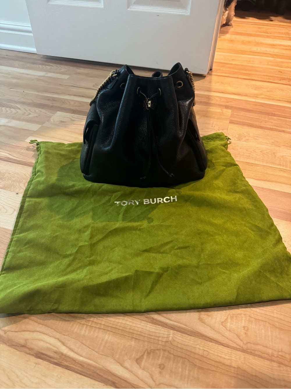Tory Burch Large Charlie Drawstring Bag in Black
